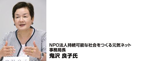 画像：NPO法人持続可能な社会をつくる元気ネット 事務局長 鬼沢 良子氏