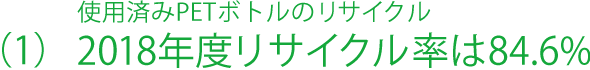 使用済みPETボトルのリサイクル　（1）2018年度リサイクル率は84.6%