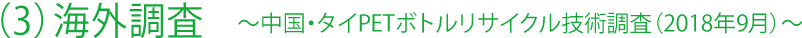(3)海外調査 〜中国・タイPETボトルリサイクル技術調査(2018年9月)〜