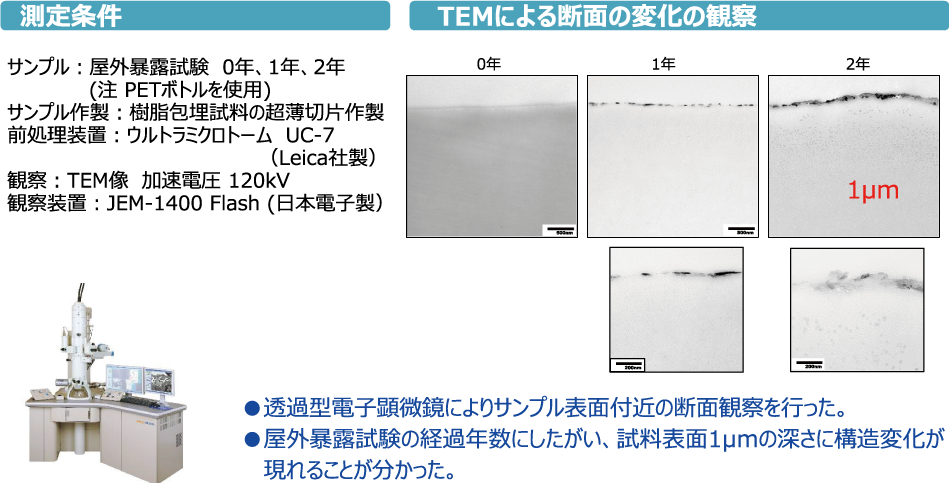 測定条件 TEMによる断面の変化の観察